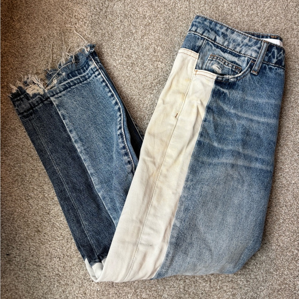 Vervet Two-Tone Blue and Cream Women Jeans